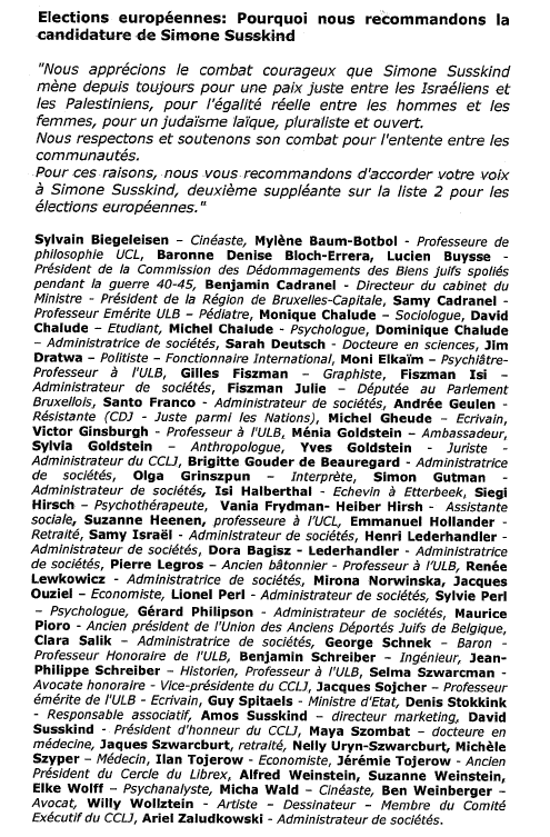 liste de soutien pour les élections européennes